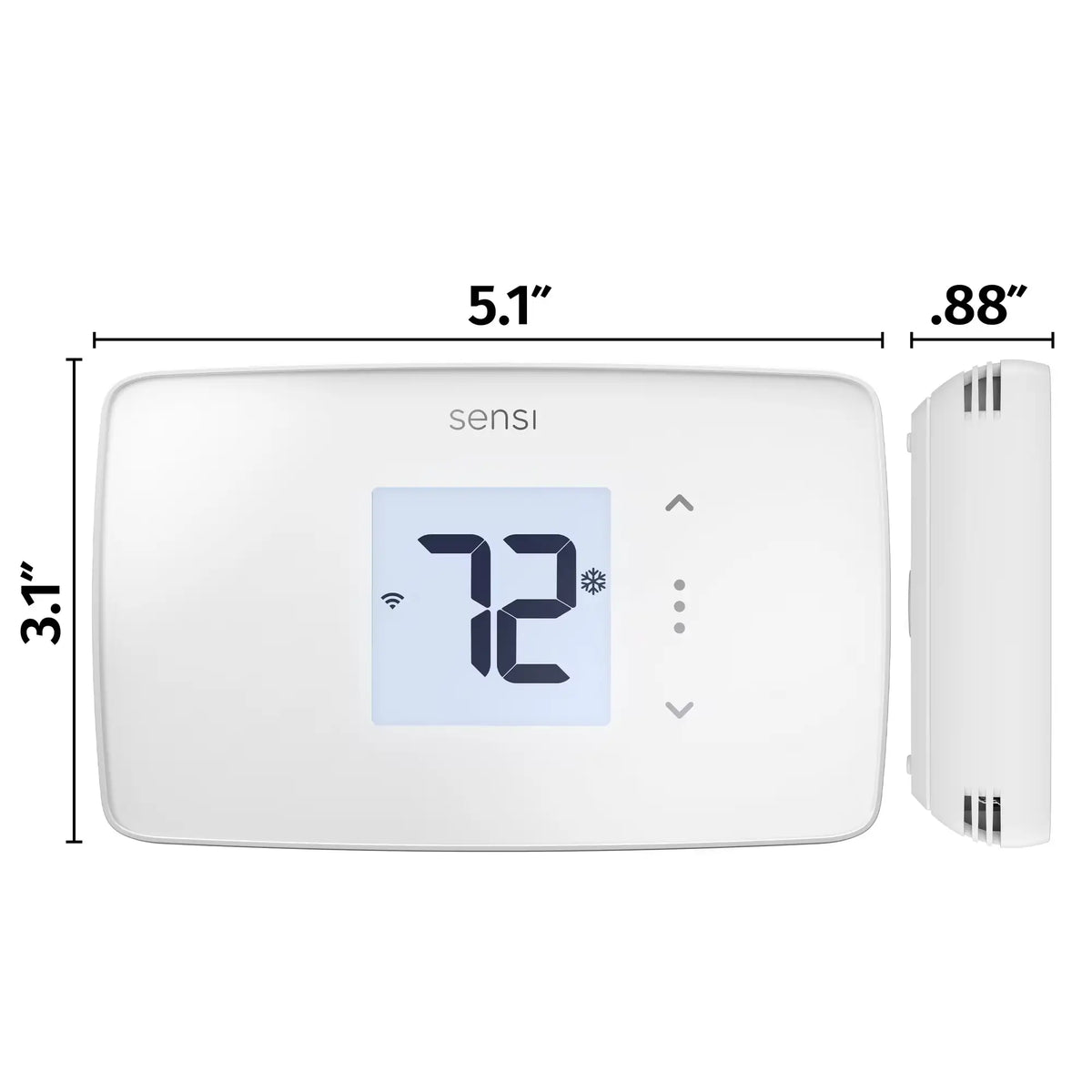 Sensi ST25W-Digital Thermostat in white with dims of 3.1"h x 5.1"w x .88"d
